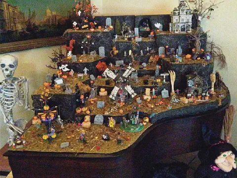 Styrofoam Blocks Used to Create a Halloween Scene