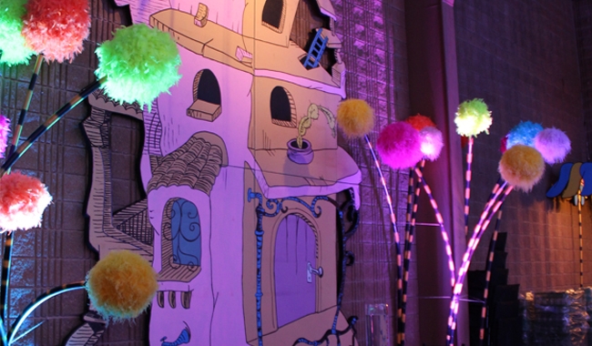 Styrofoam balls and panels to create a themed event