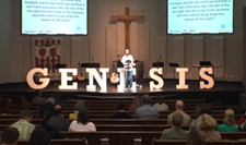 Blocks of 1 lb. EPS 36″ tall x 5″ deep was used to create the word GENESIS