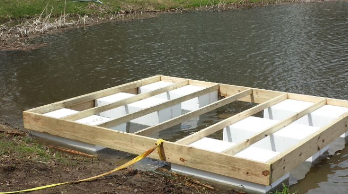 Floating platform on a private pond in Culpepper, VA