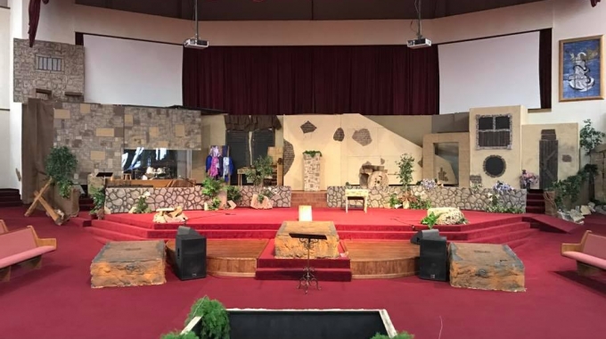 Scenery props for an annual Easter play