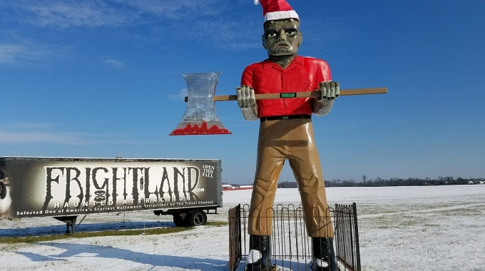 EPS foam used to build an 18 foot tall statue holding an axe