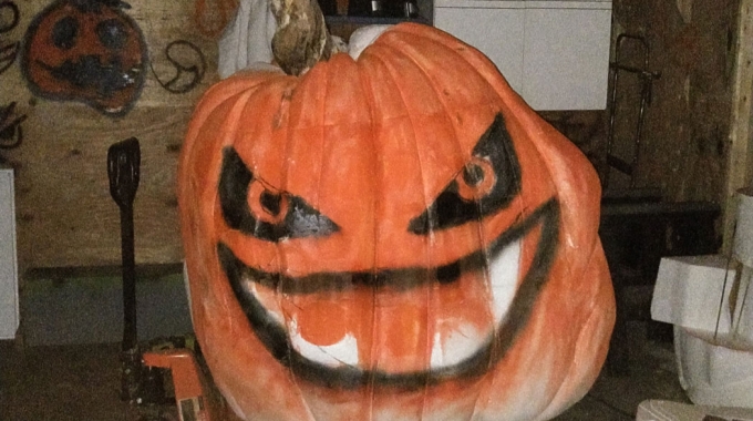 Giant pumpkin carved by an artist