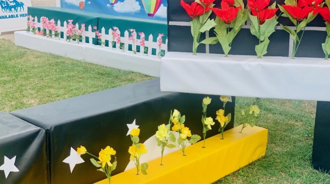 Jumps and Displays at Horse Jumping Competition